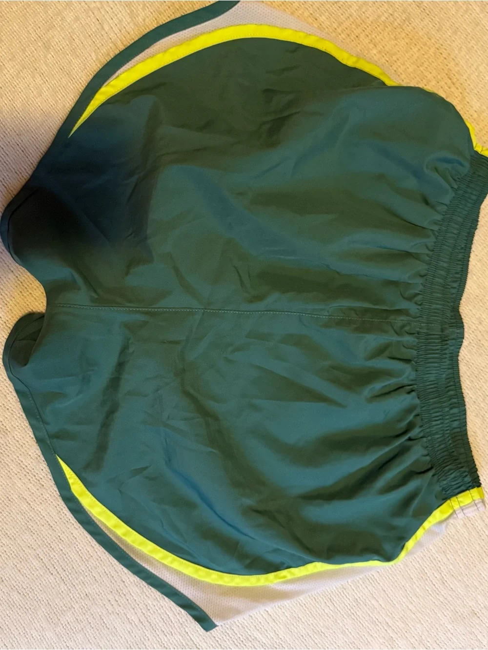 Nike Dark Green & Neon Yellow Dri-FIT Athletic Shorts